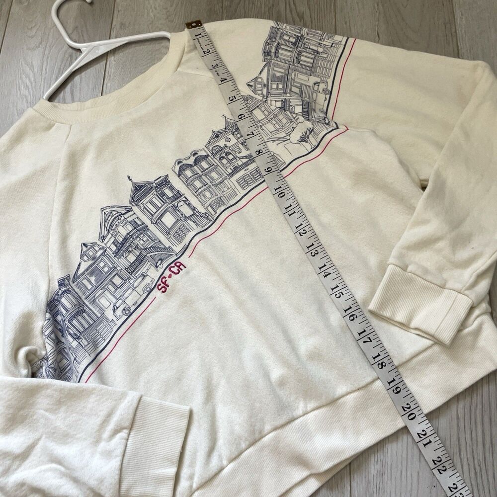 Marine Layer Sweatshirt san francisco graphic crew terry womens Cream (xsmall) - Picture 6 of 6